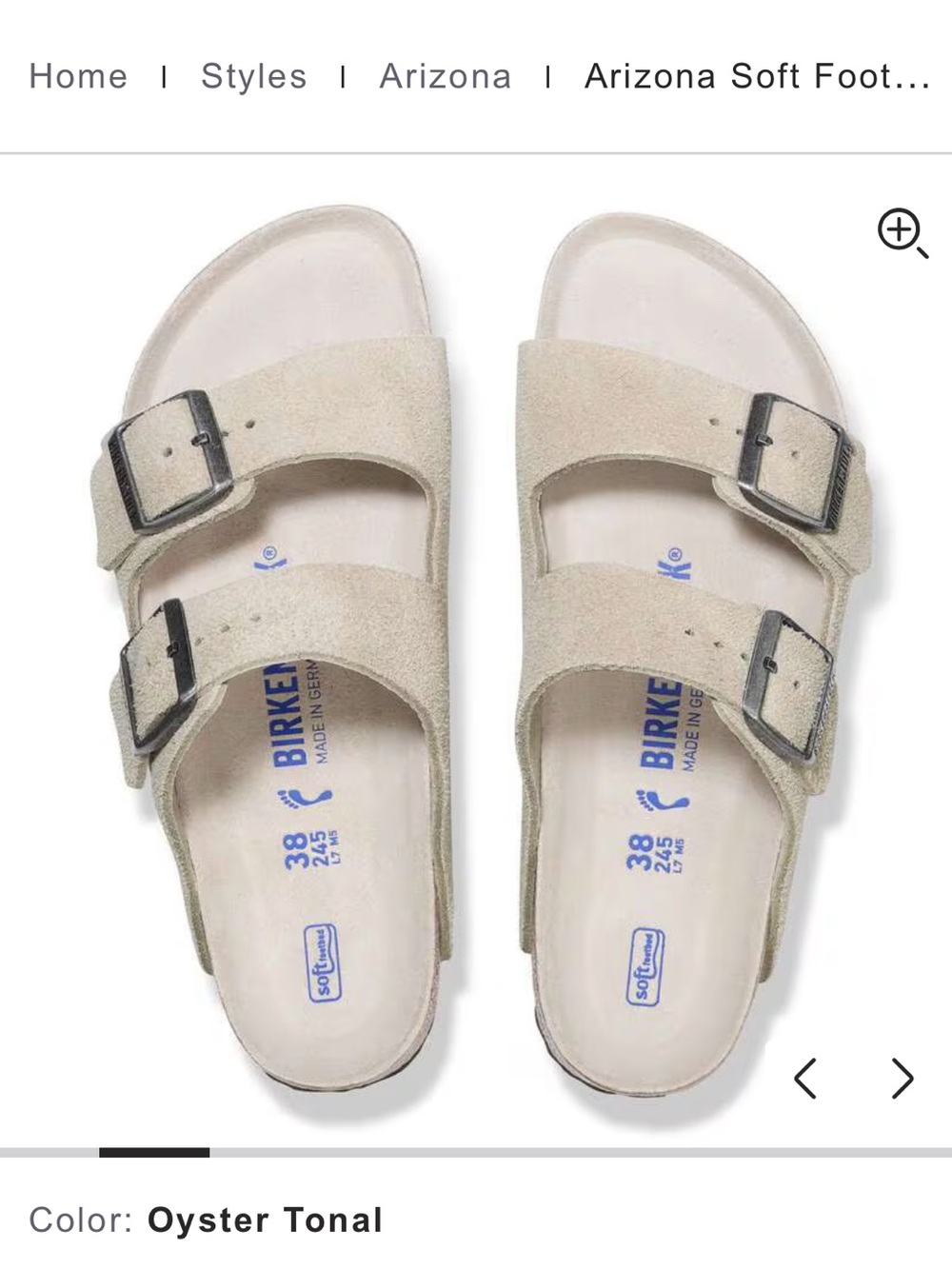 βοΈπ Women's Birkenstock Arizona Soft Footbed Sandal β Oyster Tonal Suede - Picture 3 of 16